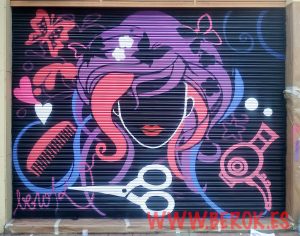 graffiti cierre peluqueria violeta